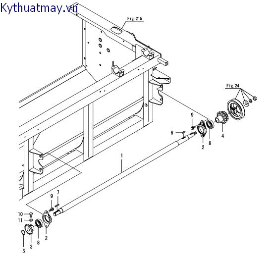 trục truyền động - bệ - cách đầu 2.3m